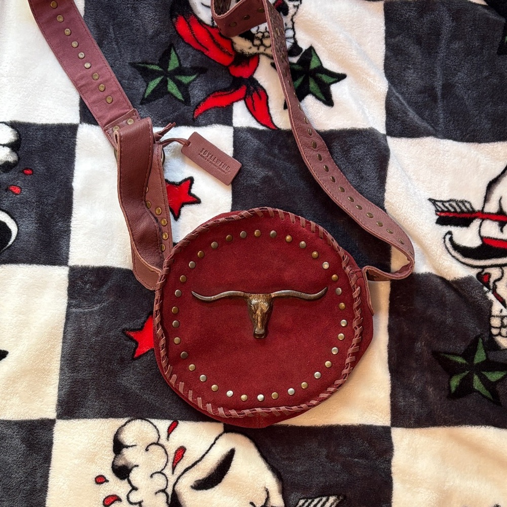 Idyllwind Burgundy Shoulder Bag with Bullhead Accent